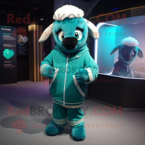 Teal Sheep mascotte kostuum...