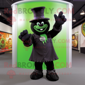 Black Leprechaun Hat mascot costume character dressed with a V-Neck Tee and Mittens