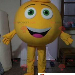 Mascot gran hombre amarillo redondo. Smiley gigante -