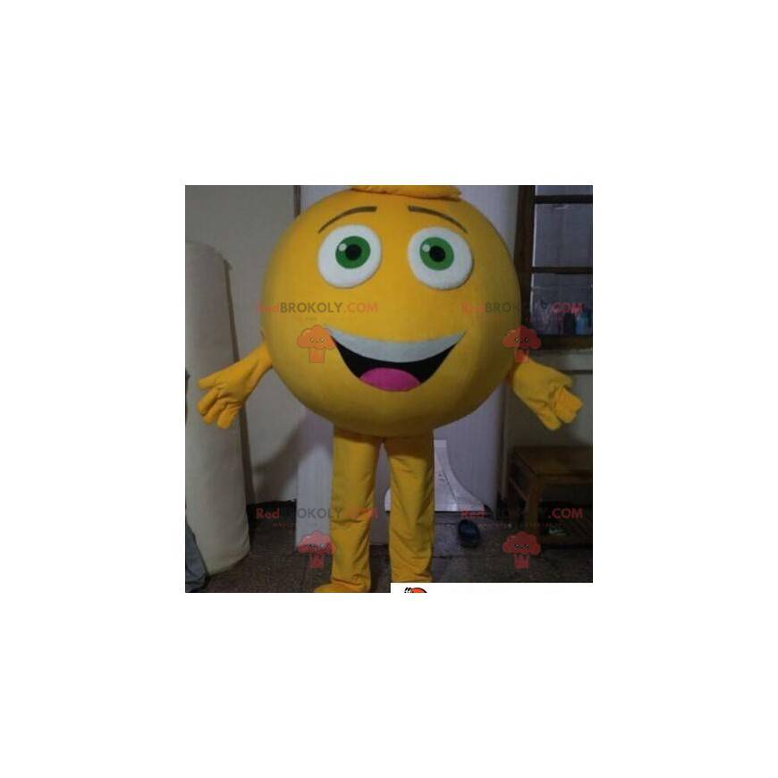 Mascote grande redondo homem amarelo. Smiley gigante -