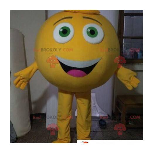 Mascote grande redondo homem amarelo. Smiley gigante -