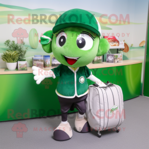 Forest Green Baseball Ball mascot costume character dressed with a Pencil Skirt and Handbags
