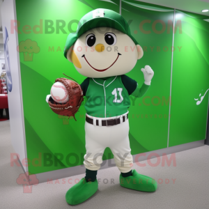 Forest Green Baseball Ball mascot costume character dressed with a Pencil Skirt and Handbags