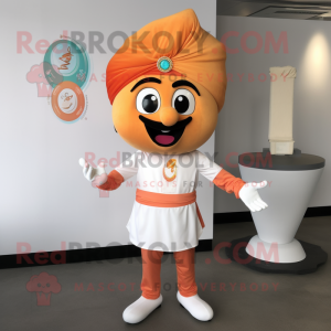 Peach Tikka Masala mascot costume character dressed with a Capri Pants and Cufflinks