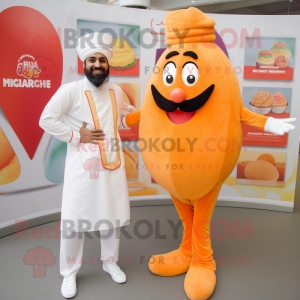 Peach Tikka Masala mascot costume character dressed with a Capri Pants and Cufflinks
