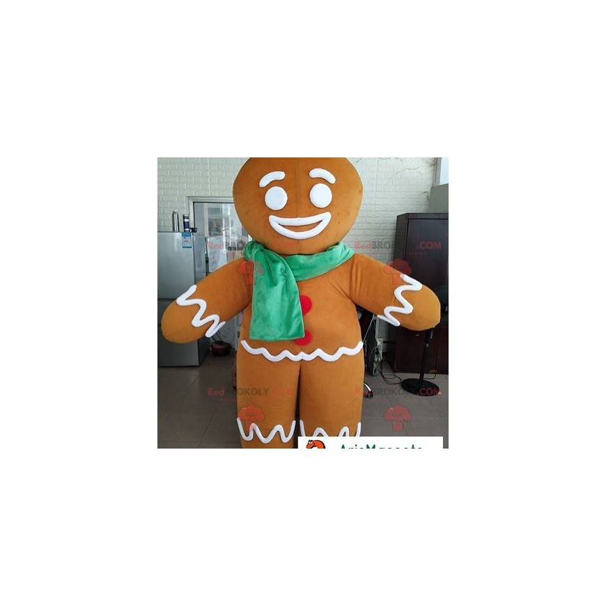 Mascot Ti Biscuit karakter Shrek met een sjaal - Redbrokoly.com