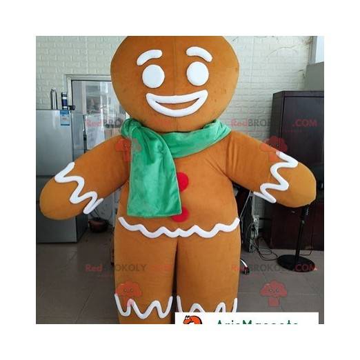 Mascot Ti Biscuit karakter Shrek met een sjaal - Redbrokoly.com