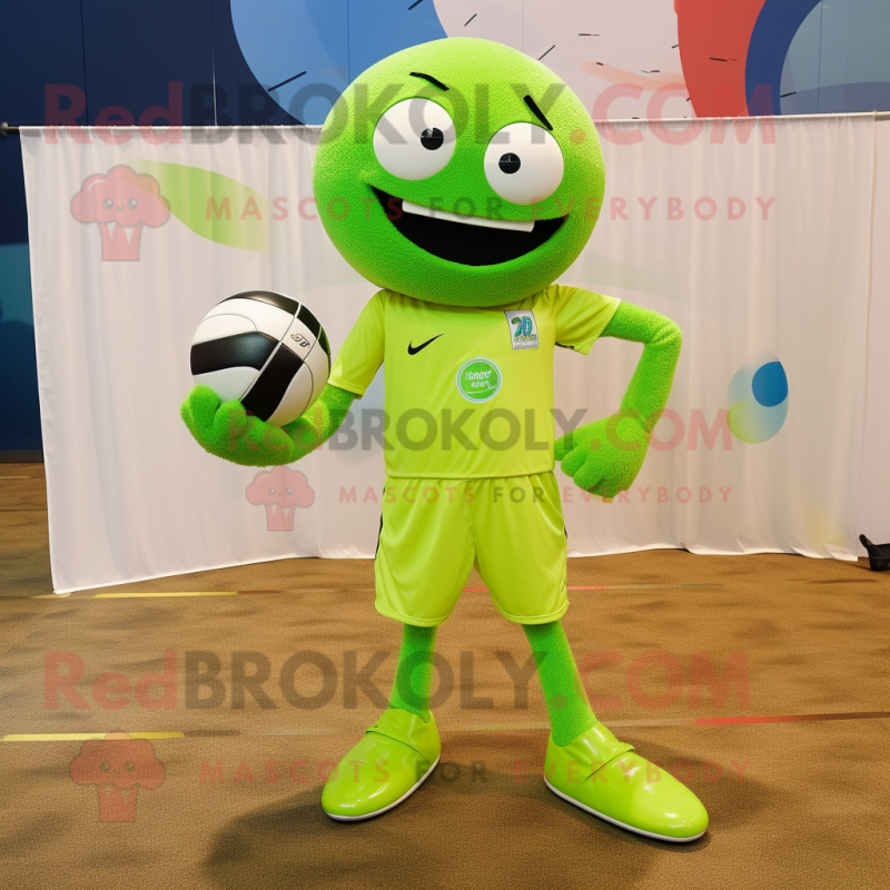 Lime Green Volleyball Ball mascot costume character dressed with a Suit and Shoe clips
