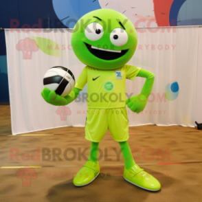 Lime Green Volleyball Ball mascot costume character dressed with a Suit and Shoe clips