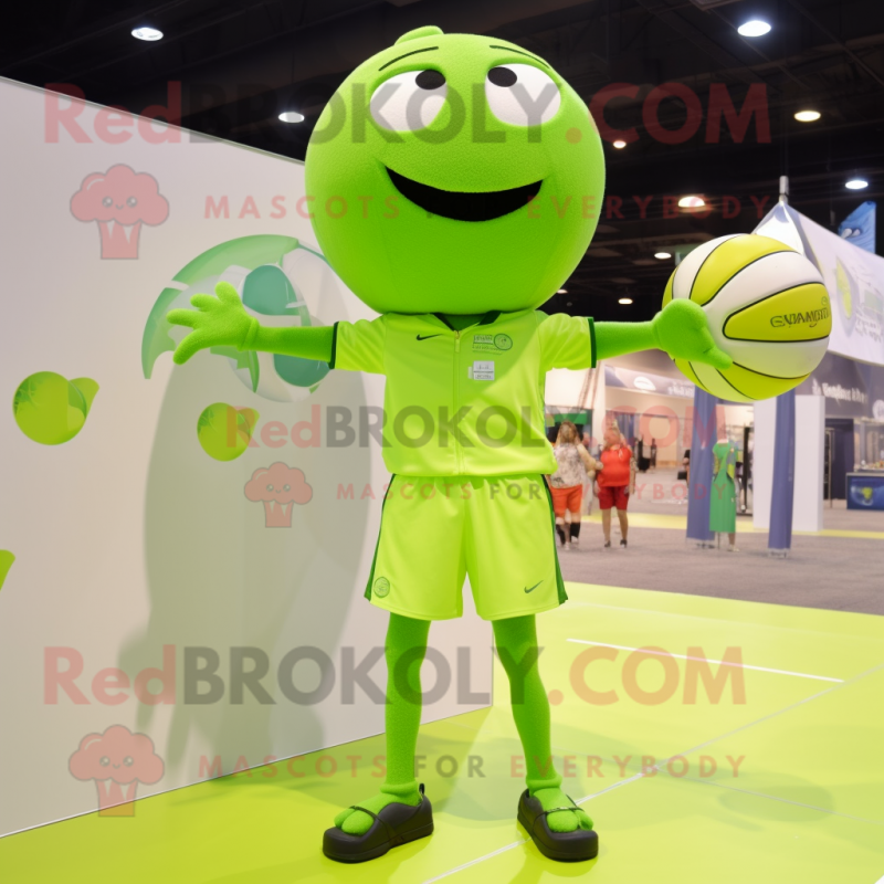 Lime Green Volleyball Ball mascot costume character dressed with a Suit and Shoe clips