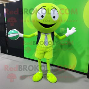 Lime Green Volleyball Ball mascot costume character dressed with a Suit and Shoe clips