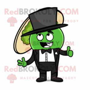 Olive Tacos mascot costume character dressed with a Tuxedo and Brooches
