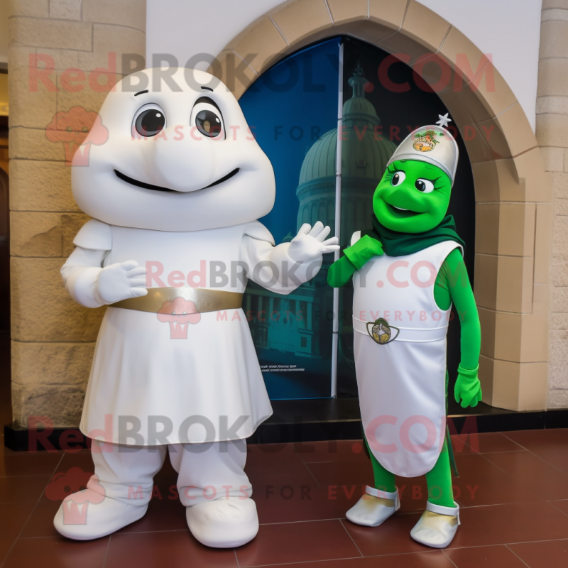 White Irish Castle mascot costume character dressed with a Turtleneck and Watches White Irish Castle mascot costume character dressed with a Turtleneck and Watches