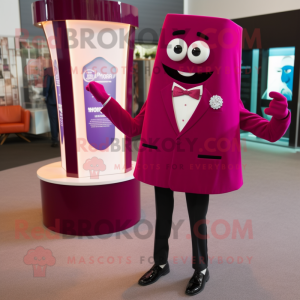 Magenta Engagement Ring mascot costume character dressed with a Jacket and Tie pins