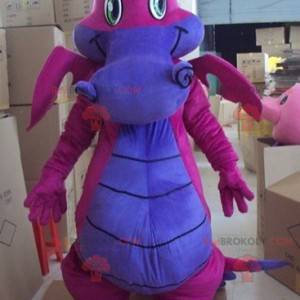 Mascotte de dragon bleu et violet très beau et coloré -