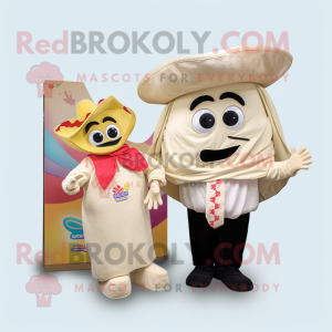 Cream Fajitas mascot costume character dressed with a Blouse and Brooches