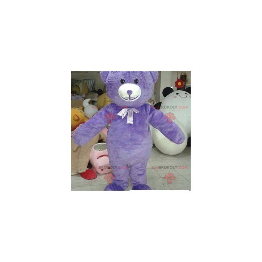 Mascotte di orsacchiotto viola carino e accogliente -