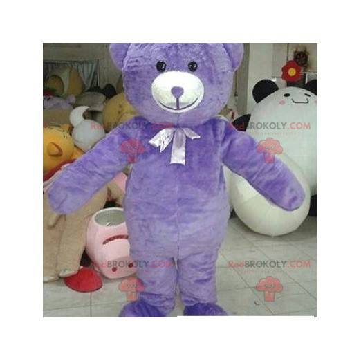 Mascotte di orsacchiotto viola carino e accogliente -
