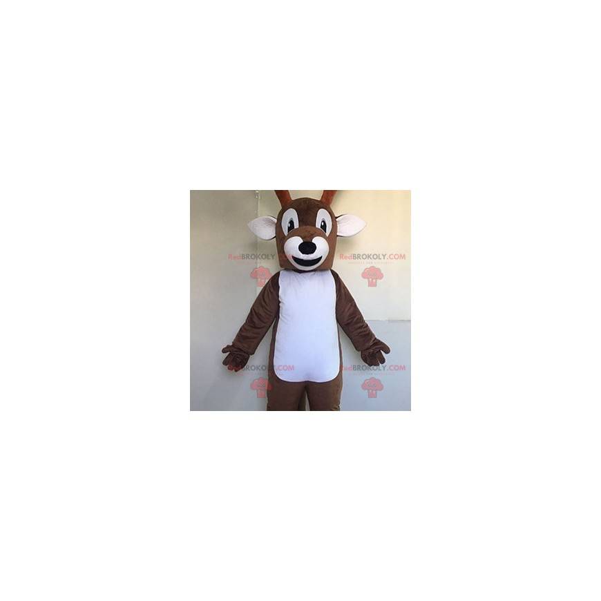 Weißes und braunes Rentiermaskottchen. Elchmaskottchen - Weißes und braunes Rentiermaskottchen. Elchmaskottchen -