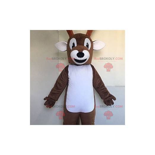 Weißes und braunes Rentiermaskottchen. Elchmaskottchen -