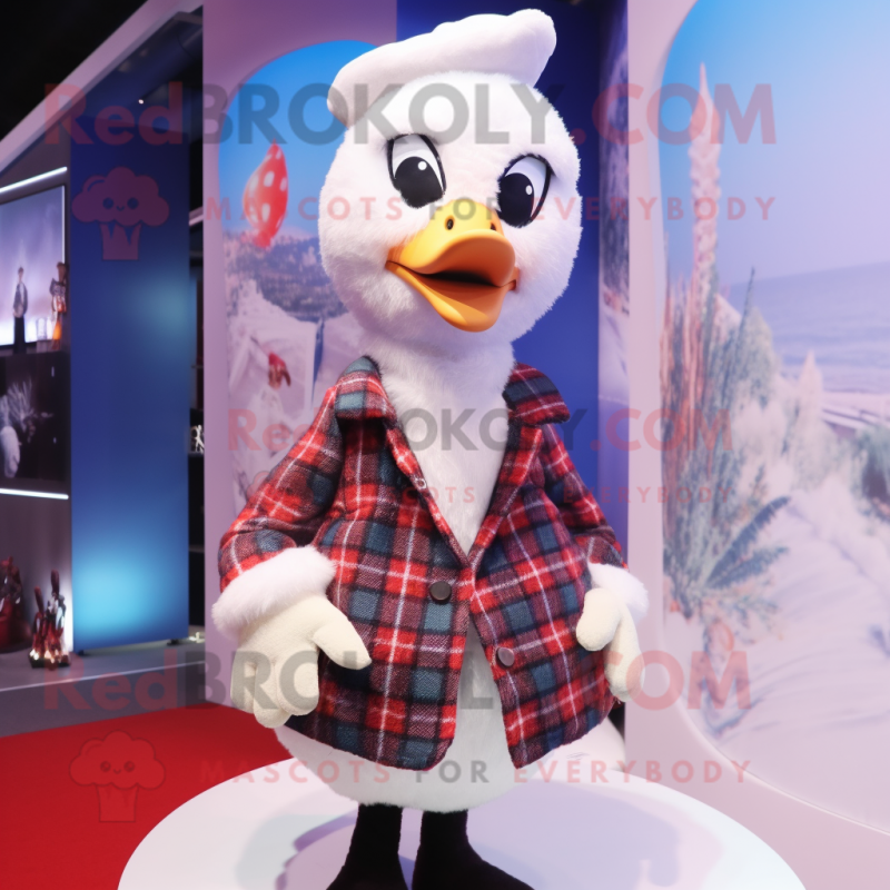 nan Swan mascot costume character dressed with a Flannel Shirt and Hairpins