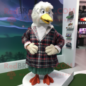 nan Swan mascot costume character dressed with a Flannel Shirt and Hairpins