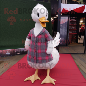 nan Swan mascot costume character dressed with a Flannel Shirt and Hairpins