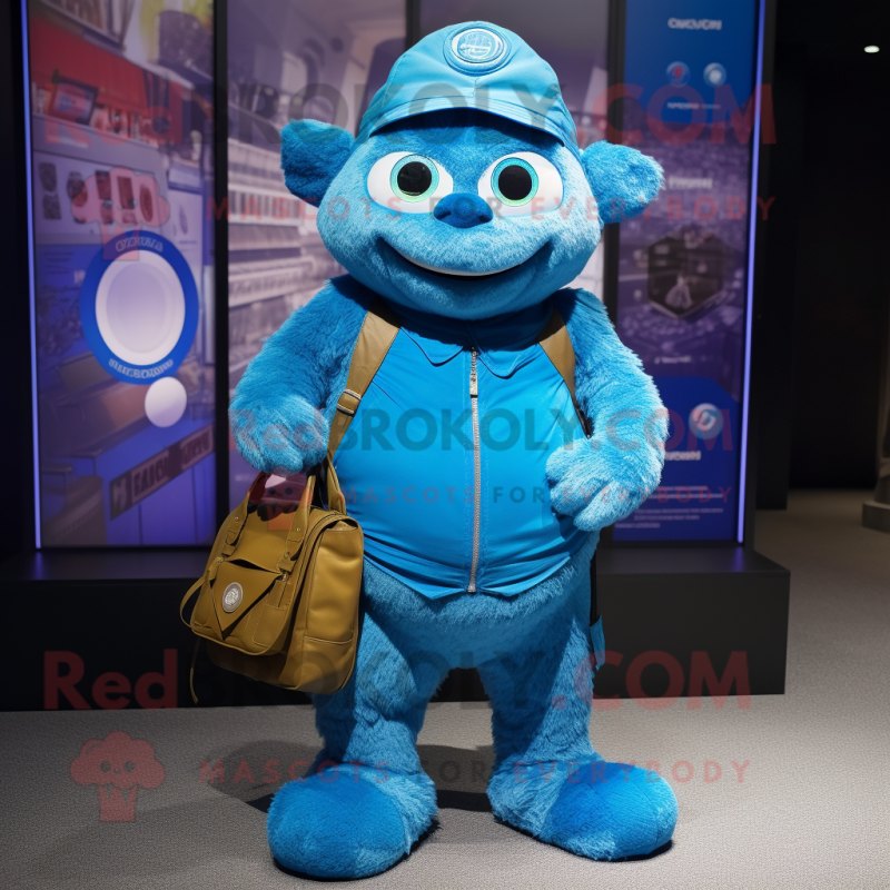 Blue Alliance mascot costume character dressed with a Chinos and Coin purses Blue Alliance mascot costume character dressed with a Chinos and Coin purses