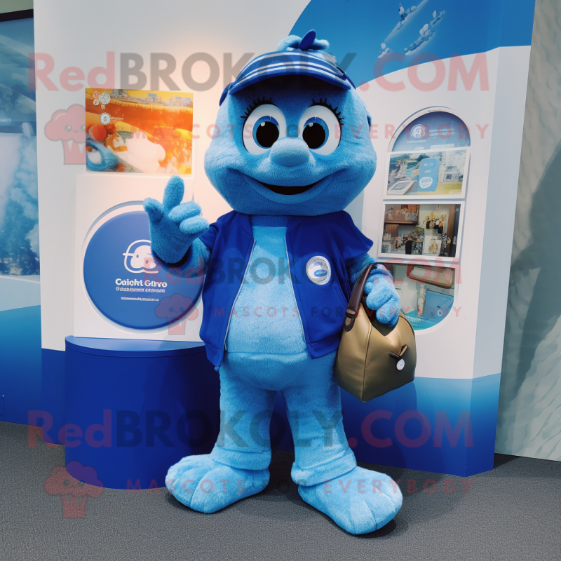 Blue Alliance mascot costume character dressed with a Chinos and Coin purses Blue Alliance mascot costume character dressed with a Chinos and Coin purses