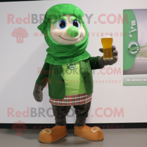 nan Green Beer mascot costume character dressed with a Shorts and Scarves