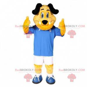 Yellow and black dog mascot in sportswear - Redbrokoly.com
