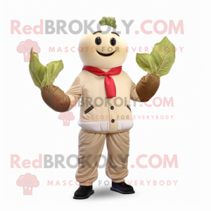 Beige Rädisa maskot kostym...