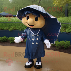 Navy Baseball Glove mascot costume character dressed with a Raincoat and Bow ties