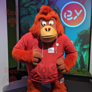 Rød orangutang maskot drakt...