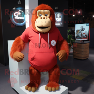 Rød orangutang maskot drakt...