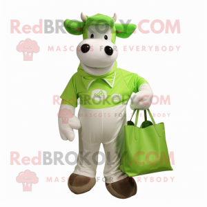 Lime Green Cow mascotte...