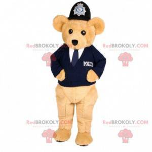 Mascotte d'ours beige en tenue de policier - Redbrokoly.com