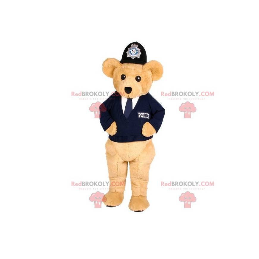 Mascotte d'ours beige en tenue de policier - Redbrokoly.com