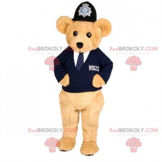 Mascote urso bege em traje de policial - Redbrokoly.com