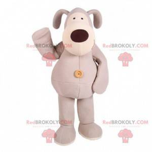 Gray and white plush dog mascot - Redbrokoly.com