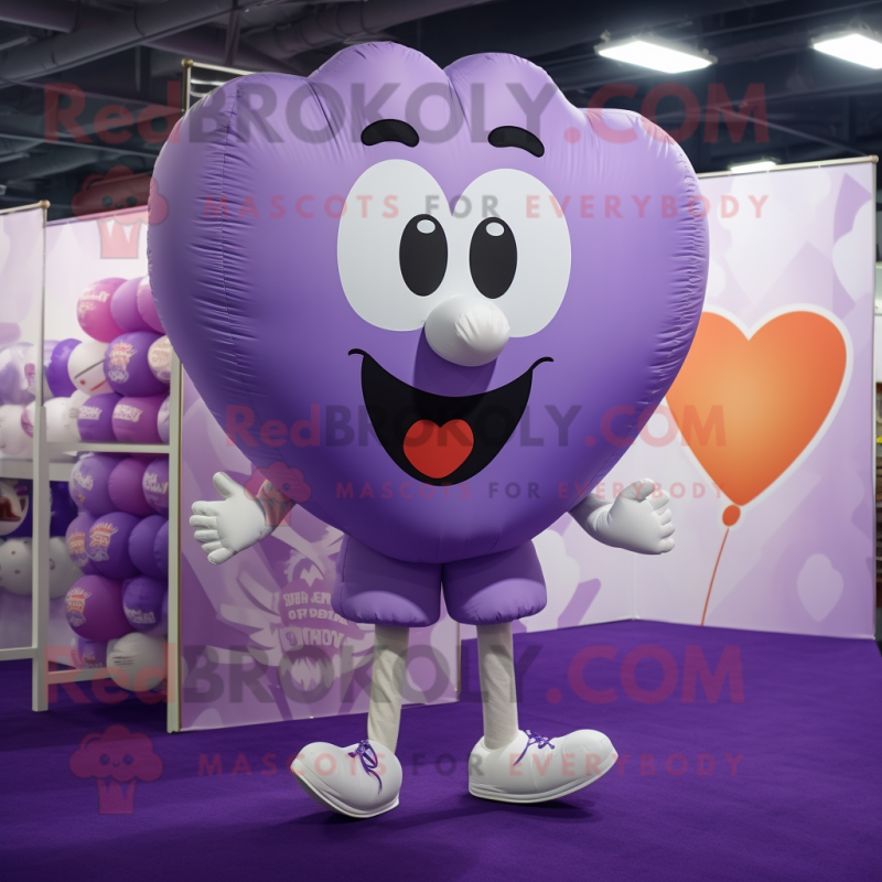 Lavender Heart Shaped Balloons mascot costume character dressed with a Running Shorts and Coin purses