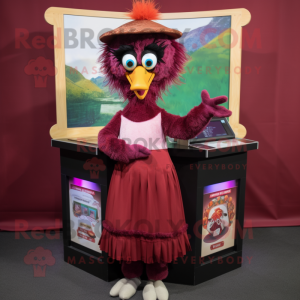 Maroon Emu maskot drakt...