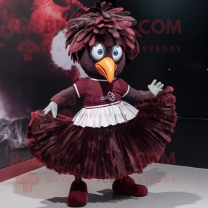 Maroon Emu maskot drakt...