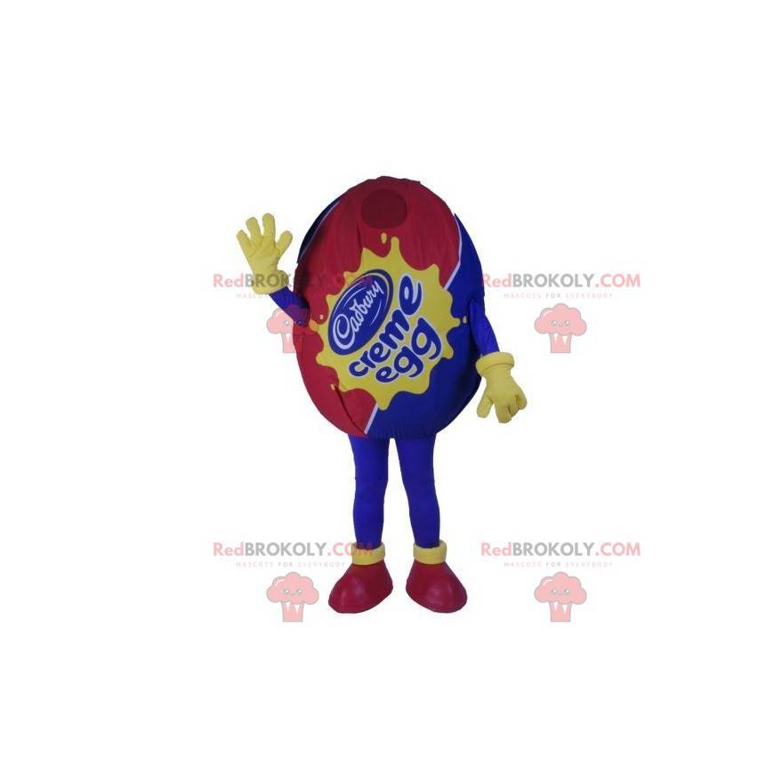 Mascot huevo rojo y azul gigante. Disfraz de huevo -