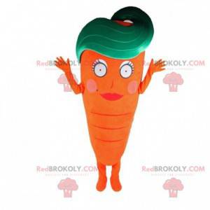 Gigantyczna pomarańczowa i zielona maskotka marchewki -