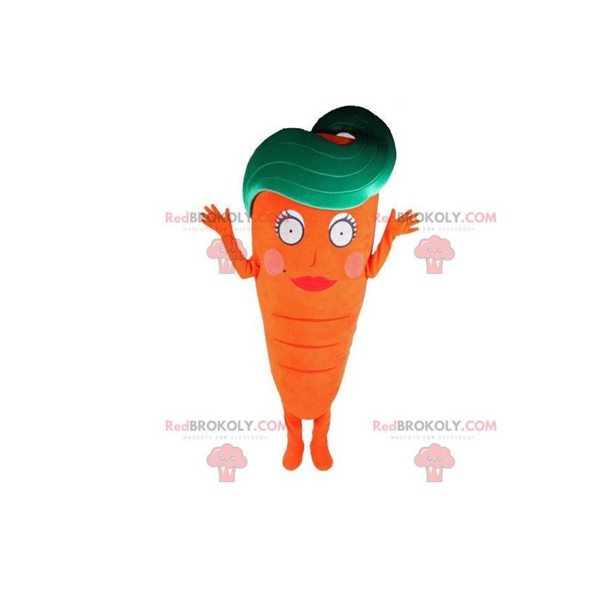 Mascotte de carotte orange et verte géante - Redbrokoly.com
