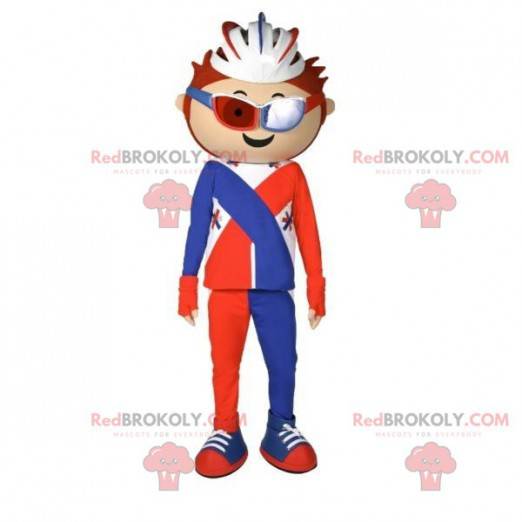 Syklistmaskot kledd i oransje blå og hvit - Redbrokoly.com