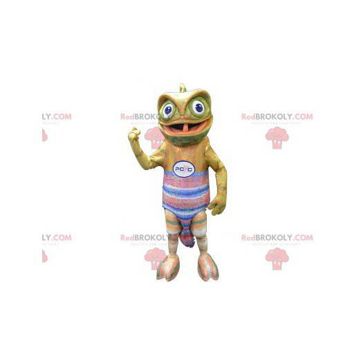 Chameleon mascot with a colorful jersey - Redbrokoly.com