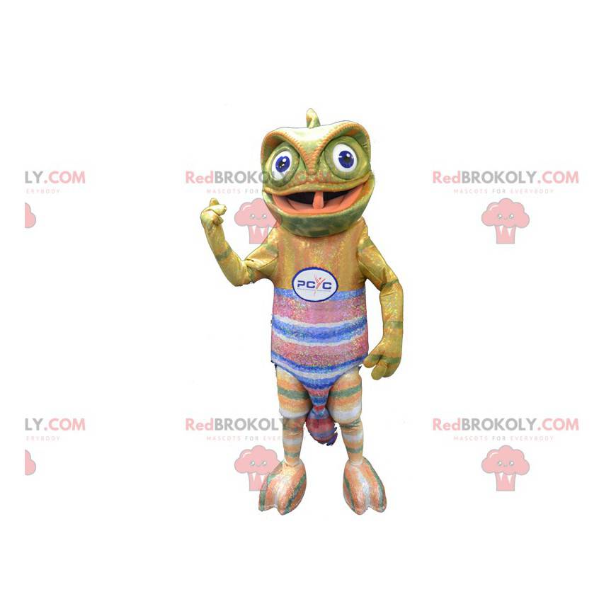 Chameleon mascot with a colorful jersey - Redbrokoly.com