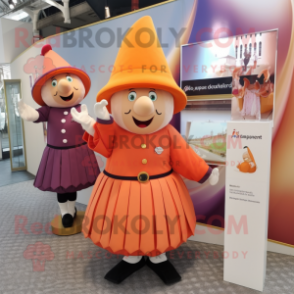 Peach Swiss Guard mascot costume character dressed with a Midi Dress and Hats